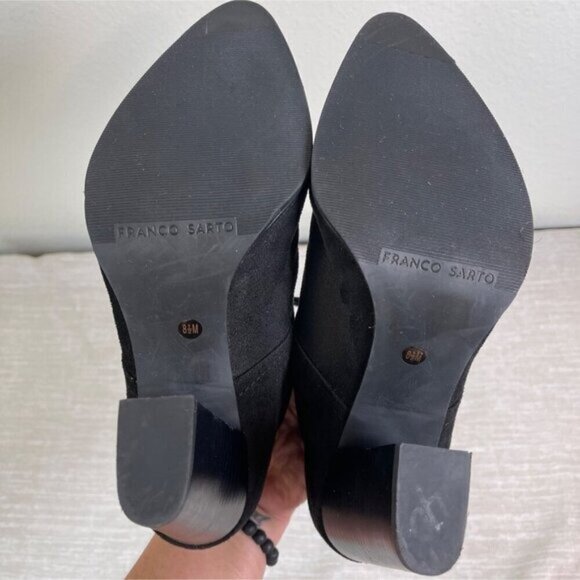 Franco Sarto Leandra Women’s Ankle Boot  Black Suede Lace-Up Block Heel Size 8.5 - Picture 6 of 8